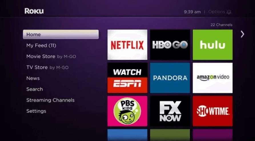 click on streaming channels to install AT&T TV on Roku