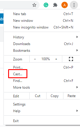 click on the three dot menu and select cast option