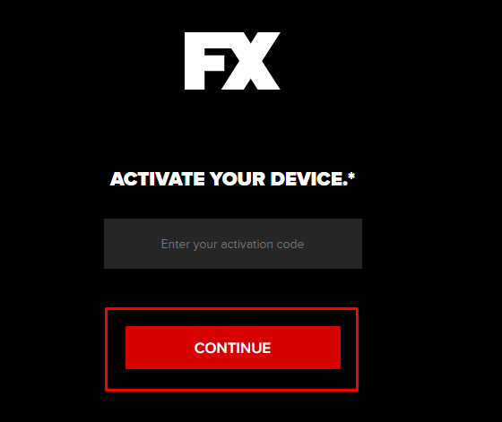enter the activation code and activate FXNOW on Roku