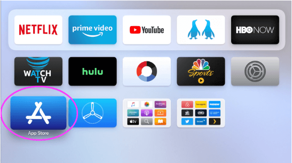 click on app store to install TBS on Apple TV