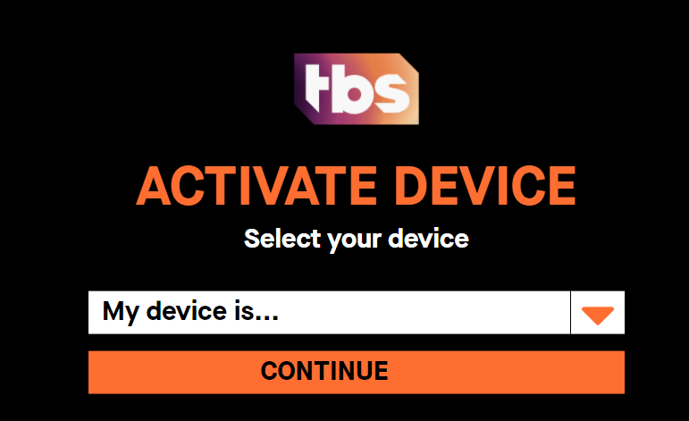 enter the activation code to activate TBS on Apple TV