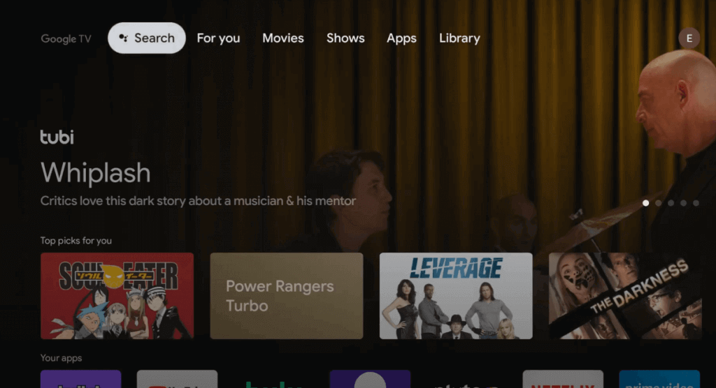 click on apps to install The CW app on Google TV