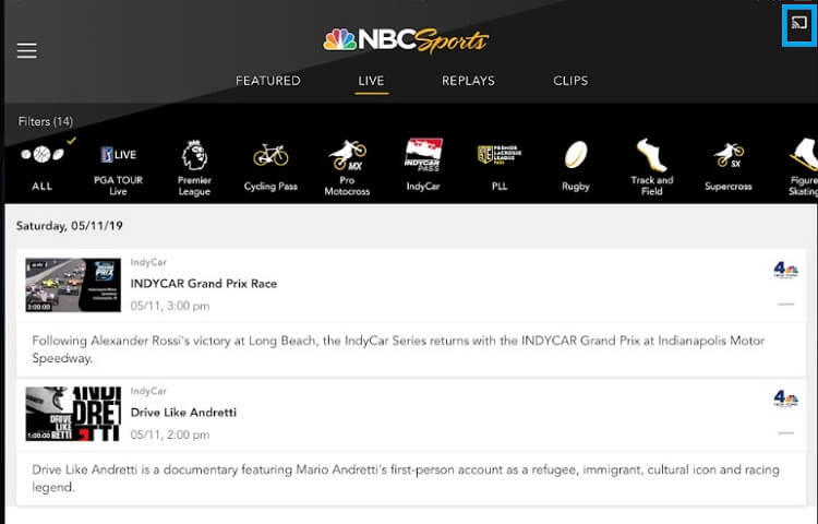 Chromecast NBC Sports Network from Smartphone 