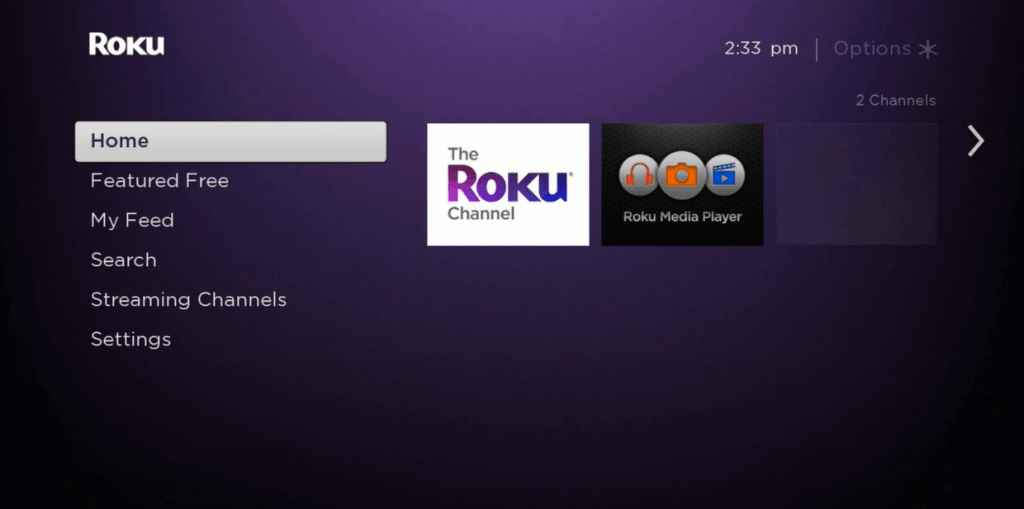 Cinemax on Roku- Home screen