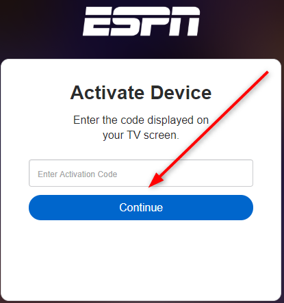 Enter the activation code to activate ESPN on Roku.