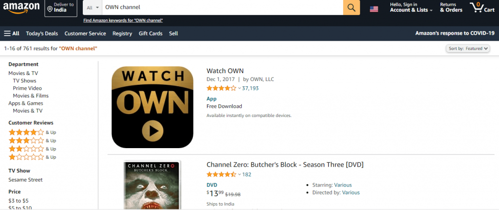 get OWN on Firestick from Amazon App Store 
