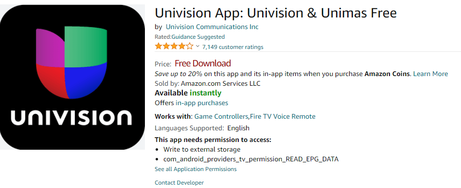 Univision from Amazon App Store