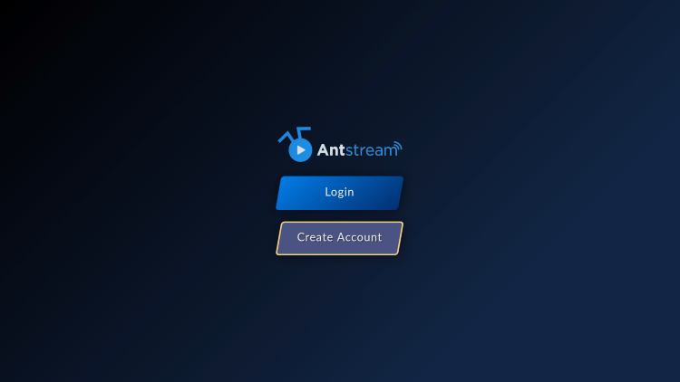 Select Create Account on Antstream with Firestick.