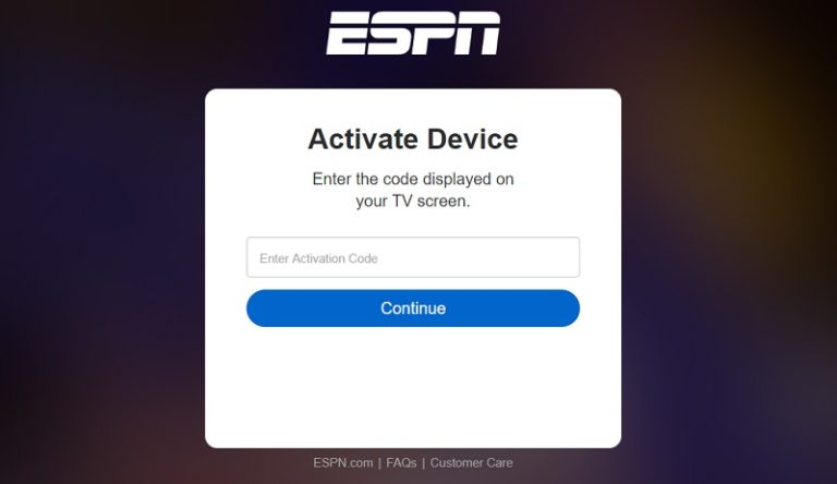 Enter the ESPN activation code