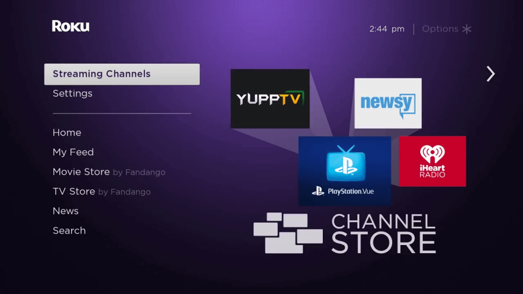 Select the Streaming Channels option.