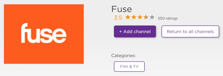 Click on Add Channel to add Fuse on Roku.