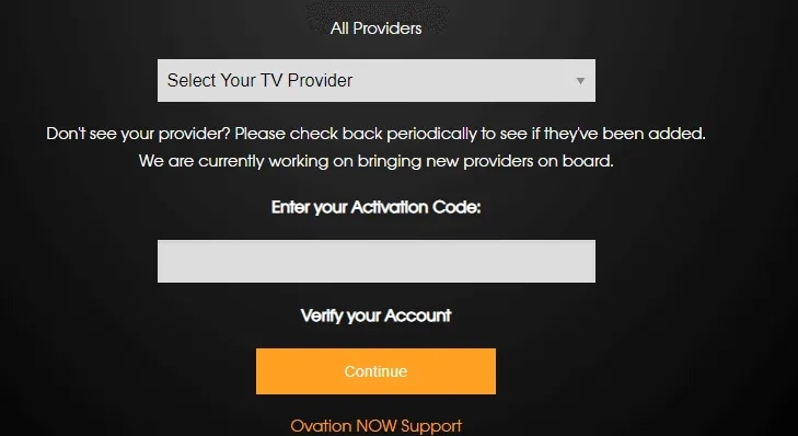 activate Ovation Now on Roku