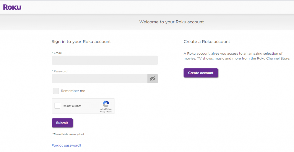 Sign in to Roku account.