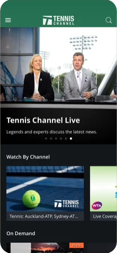 Play a show on Tennis Channel app to mirror it on your Apple TV.