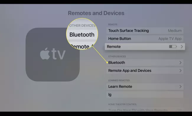 Select Bluetooth to pair your AirPods on Apple TV.