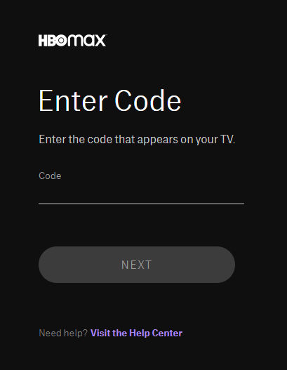 HBO Max Activation site.