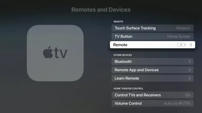 Apple TV remote Status
