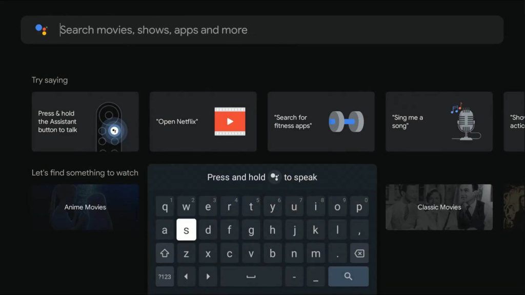 Search Apps on Google TV