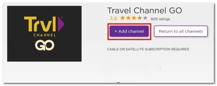 Add Travel Channel on Roku