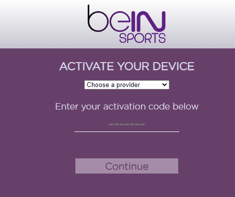 Click Continue to activate beIN Sports.