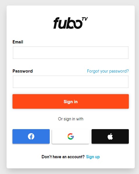 Sign in with your fuboTV account.