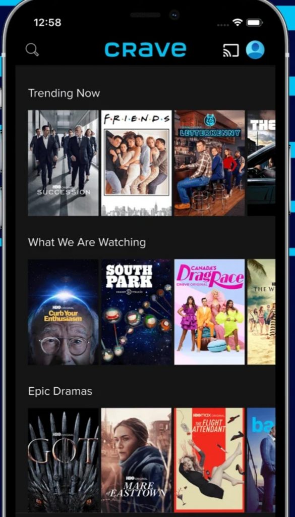Crave on Android TV - click Cast