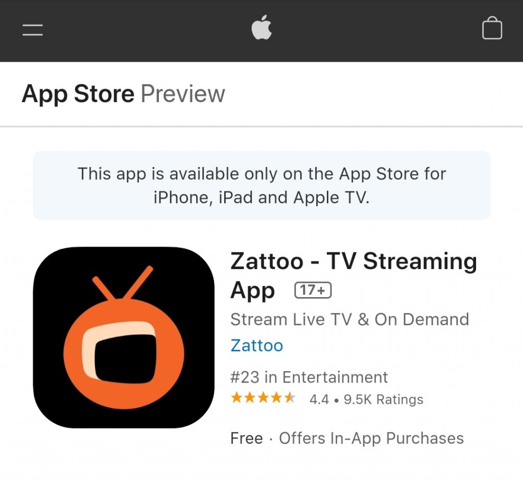 Install Zattoo on Apple TV