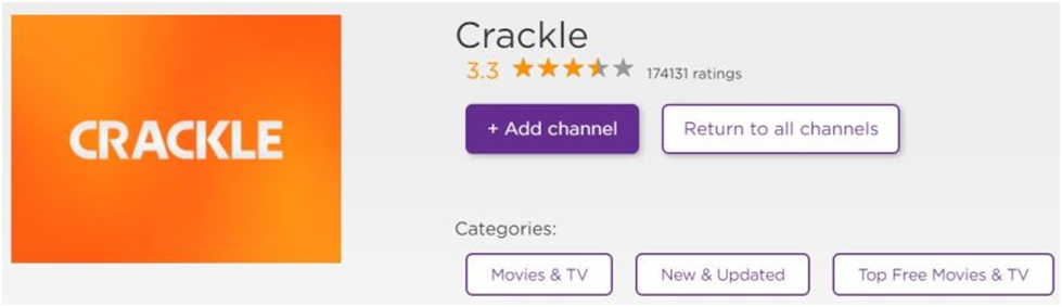 Search for Crackle in the Roku Channel Store