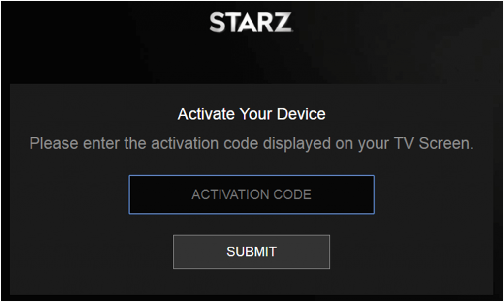 Starz Activation Website