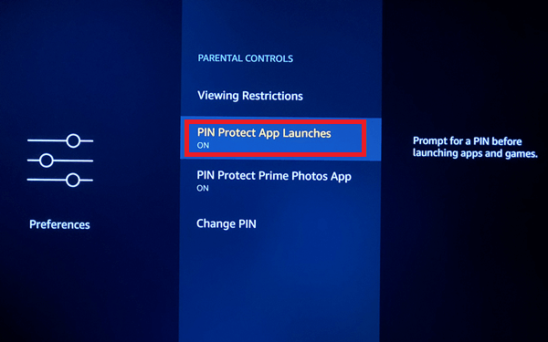  turn on PIN protect App Launches - Parental Controls on Firestick