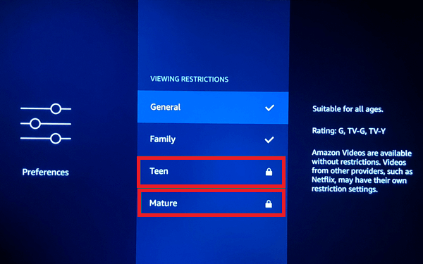 Choose the option - Parental Controls on Firestick