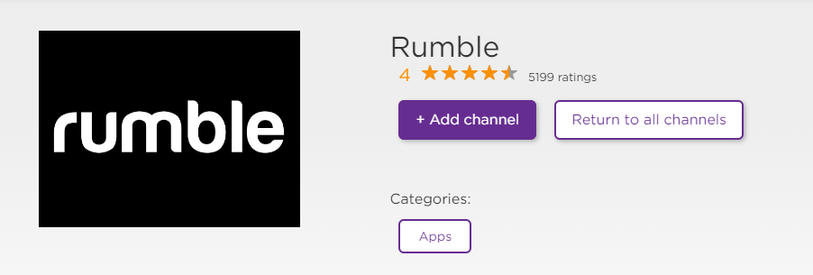 Click Add channel to get Rumble on Roku