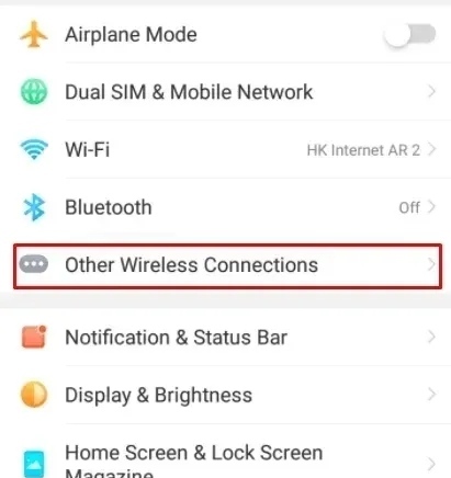 click Connections or Other Wireless connection or Device Connection..
