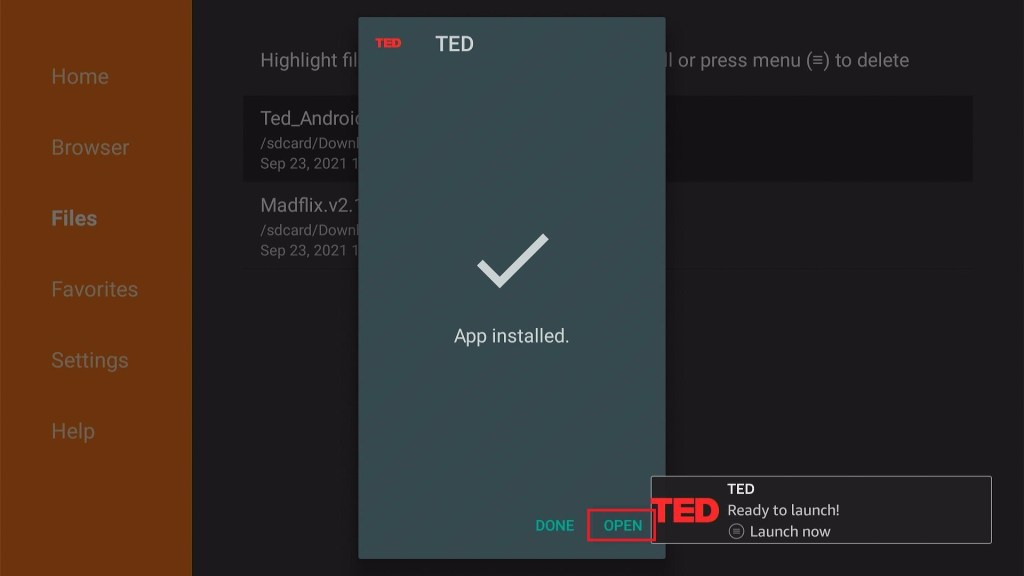 Open TED on Firestick