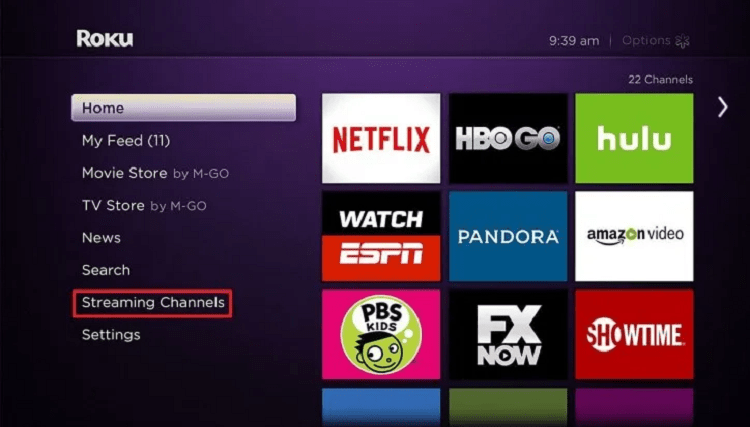 Click Streaming channels