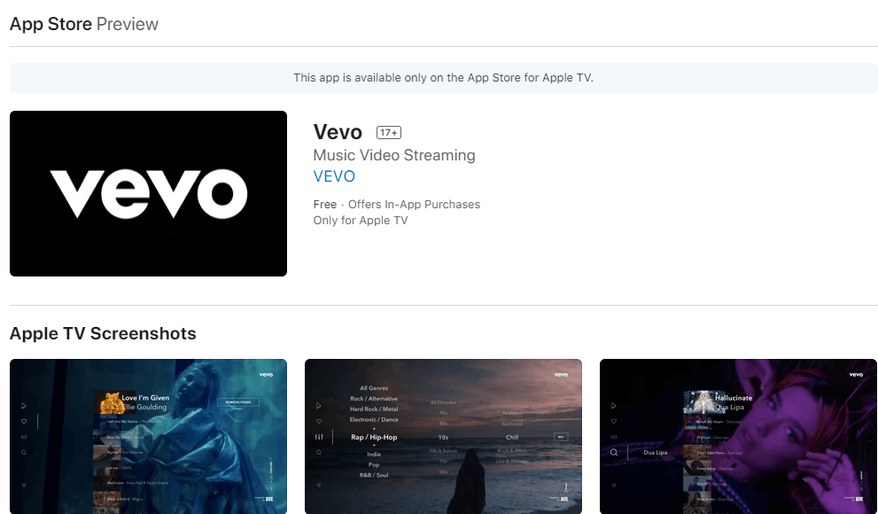Install Vevo on Apple TV