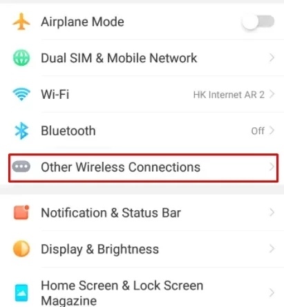  click Connections or Other Wireless connection or Device Connection.