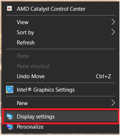 Display Settings option on PC