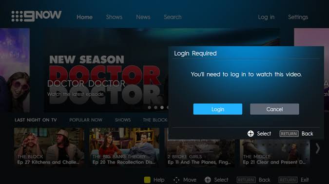 Login to the 9Now app in Apple TV with Nine account.