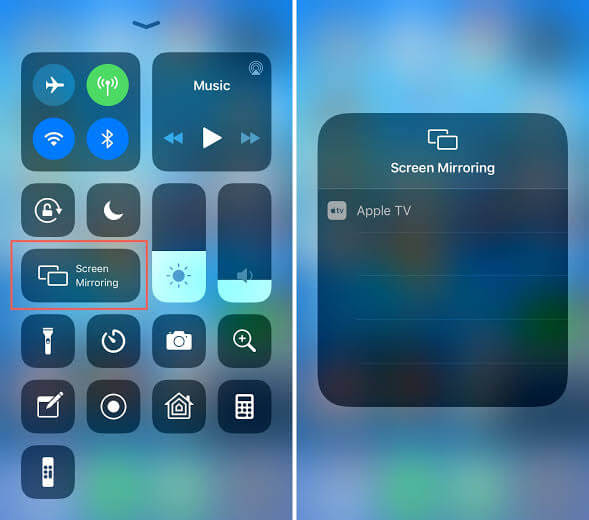Select Screen Mirroring from the Control Center