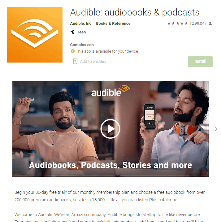 Install Audible on your mobile