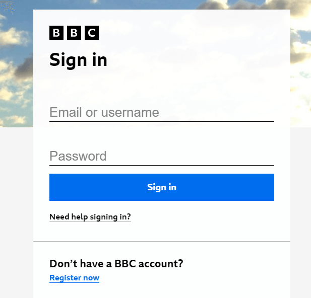 Sign-in to BBC Sounds account.