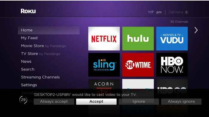 Tap Accept on Roku
