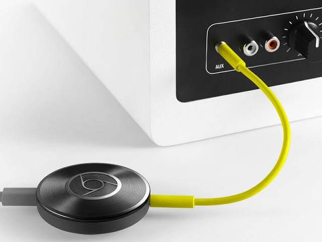 Connect Chromecast Audio to the speaker and plug in.