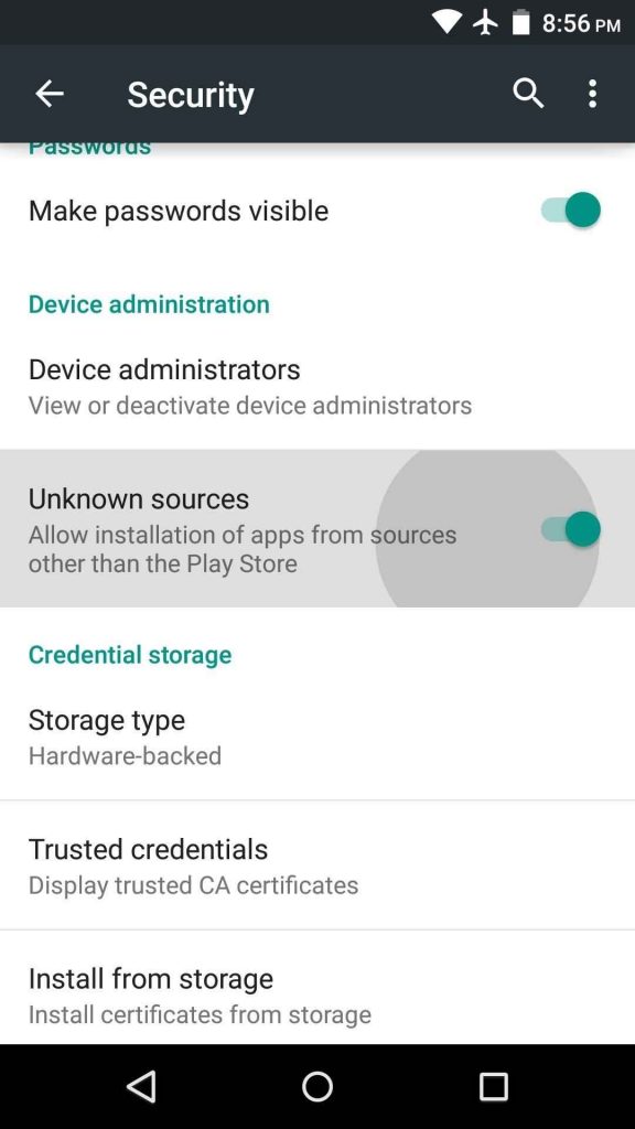 Enable Unknown Sources to install Channel PEAR