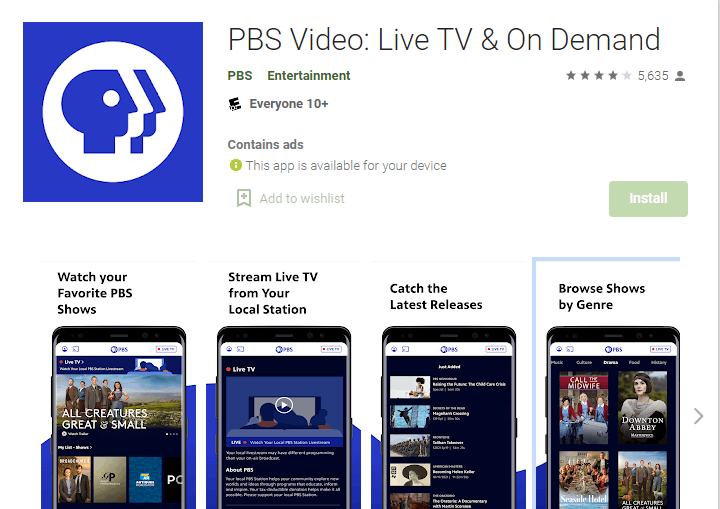 Install PBS from Play Store or App Store