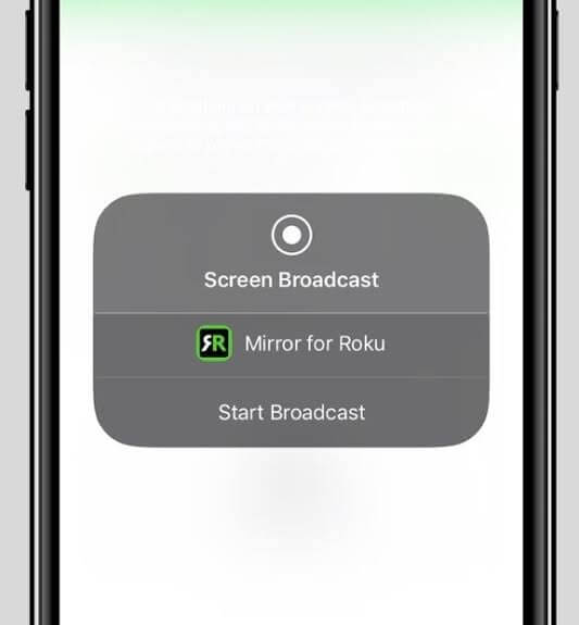 Click Start Broadcast option in iPhone.
