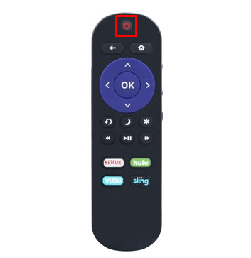 Press the Power button on Roku TV remote