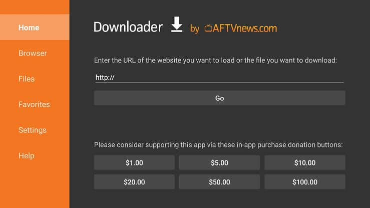 Enter the URL Of Gaia APK app file to Sideload Gaia on Firestick.