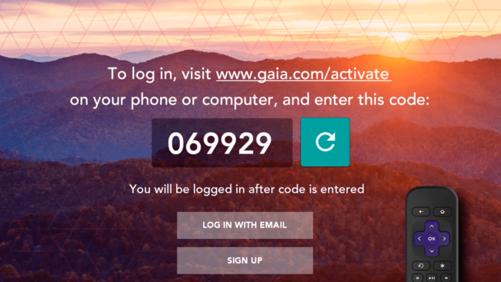 Gaia on Roku Activation Code